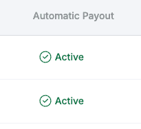 Close-up of the automatic payout column showing an active state per transfer